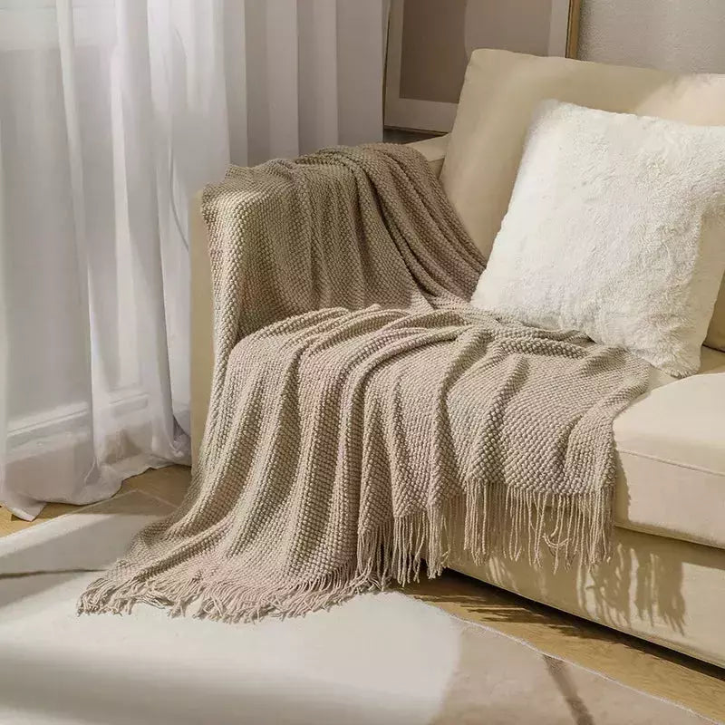 plaid jeté de canapé | Designix - corn khaki 127x172cm CHINA - https://designix.fr/
