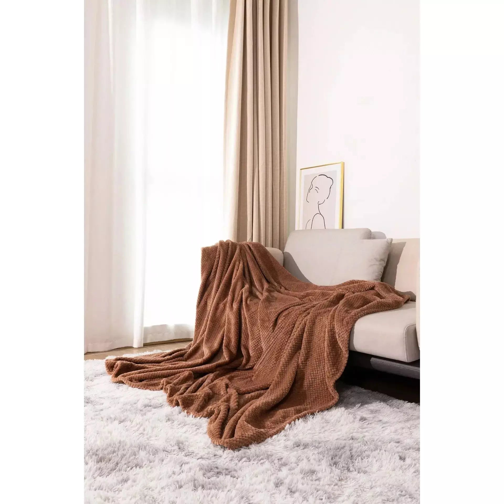 plaid chaud et doux grande taille | Designix - corn coffee 100x150cm - https://designix.fr/