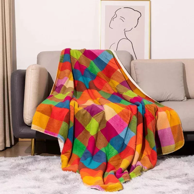 plaid multicolore pour canapé | Designix - checked 127x152cm - https://designix.fr/