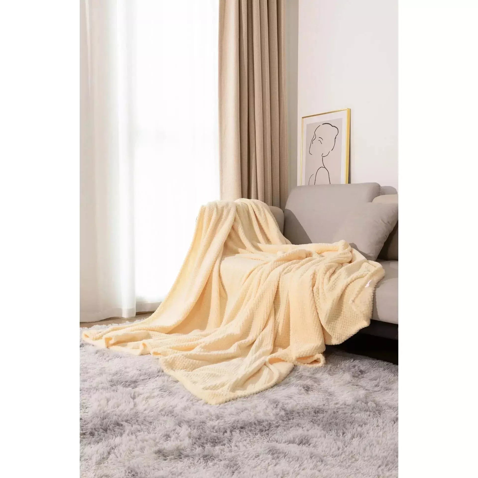 plaid chaud et doux grande taille | Designix - corn cream yellow 100x150cm - https://designix.fr/