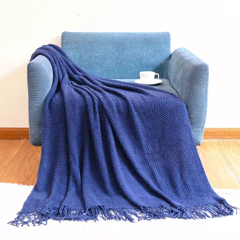 plaid jeté de canapé | Designix - corn navy 127x172cm CHINA - https://designix.fr/