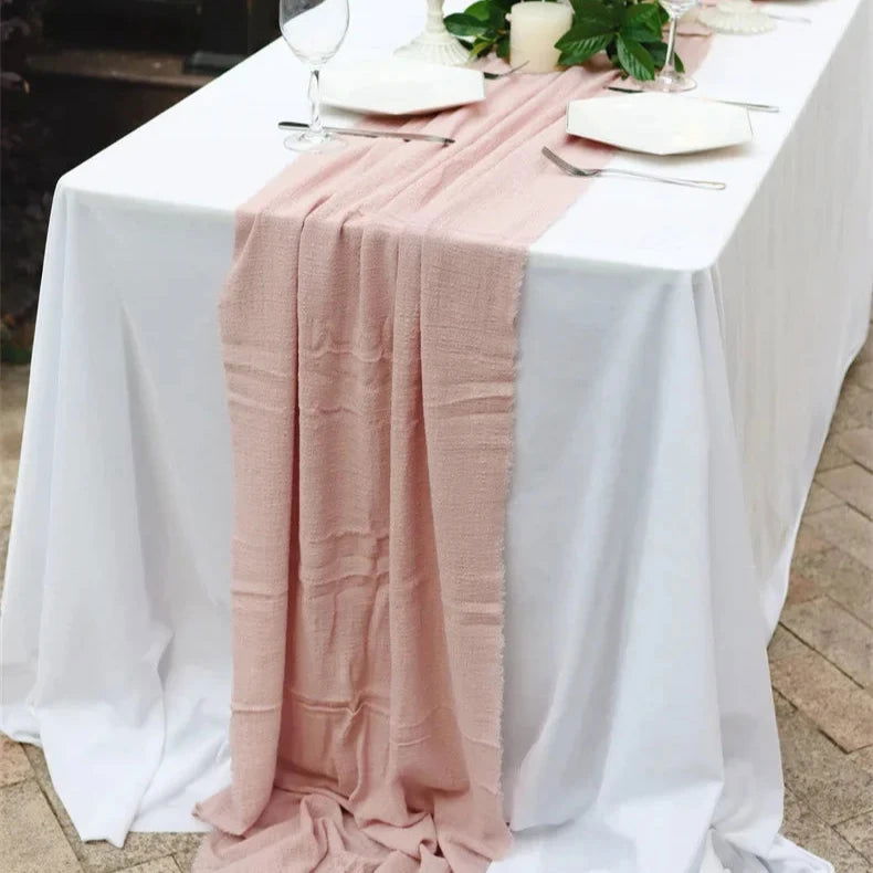Serviette de table célébration en mousseline de coton beige uni – Image 6