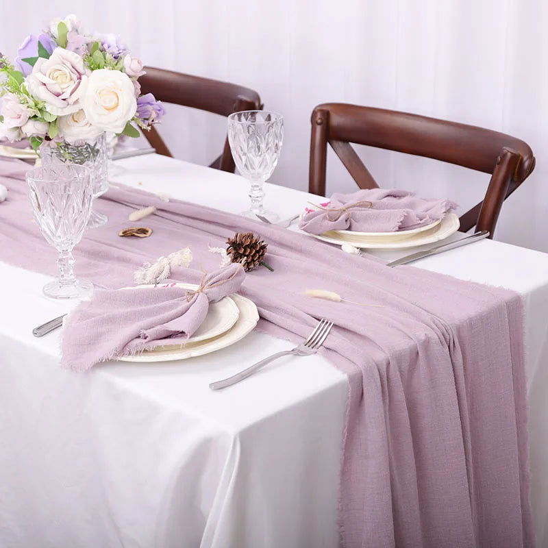 Serviette de table célébration en mousseline de coton beige uni – Image 10