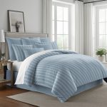 Couvre lit Shay Broad rayé bleu - Fabriqué au Canada par Colcha Linens