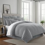 Couvre lit Shay Broad rayé gris - Fabriqué au Canada par Colcha Linens