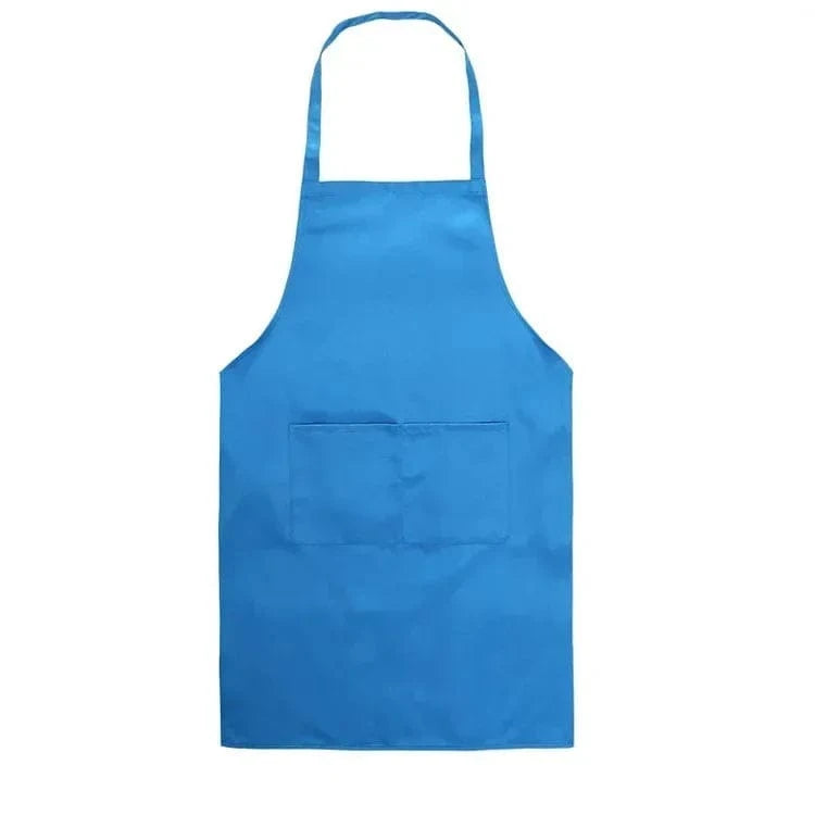 Adjustable Cooking Apron Unisex Household Solid Color Chef Waiter Barbecue Hairdresser Adult Pocket Apron Kitchen Supplies Tool blue