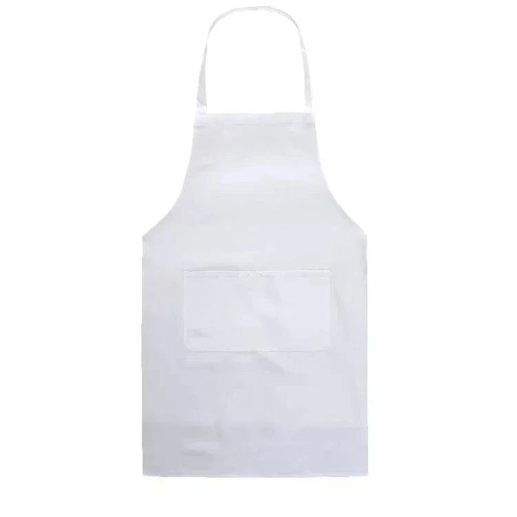 Adjustable Cooking Apron Unisex Household Solid Color Chef Waiter Barbecue Hairdresser Adult Pocket Apron Kitchen Supplies Tool white