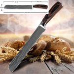 Vaisselle couteau professionnel pour pain - Lame en damas