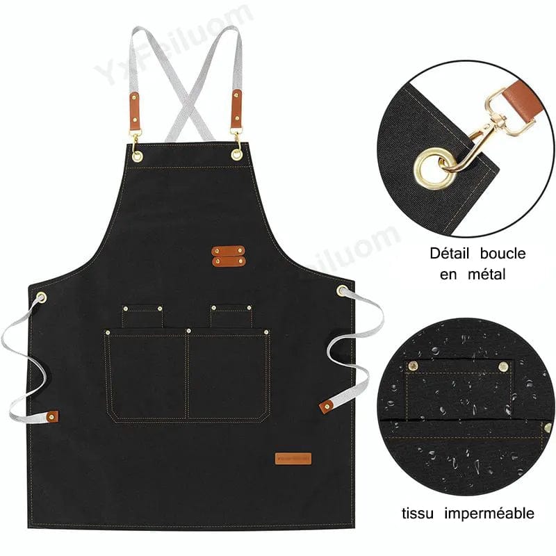 Tablier imperméable avec poche et bretelles réglables pour barbecue – Image 7