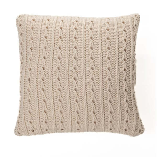 Jeté en tricot crème DALIDA ( 50" x 60'')- Par Brunelli Jeté ,disponible chez Literie-Déco et moi