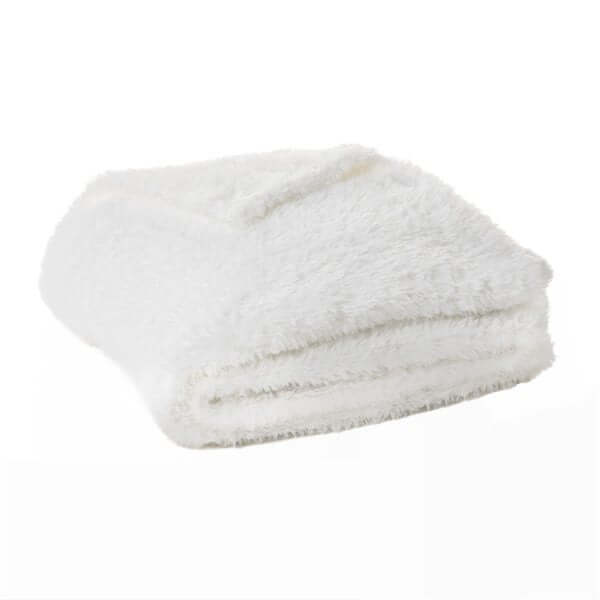 Couvre lit jeté blanc effet fourrure DOUDOU - Brunelli