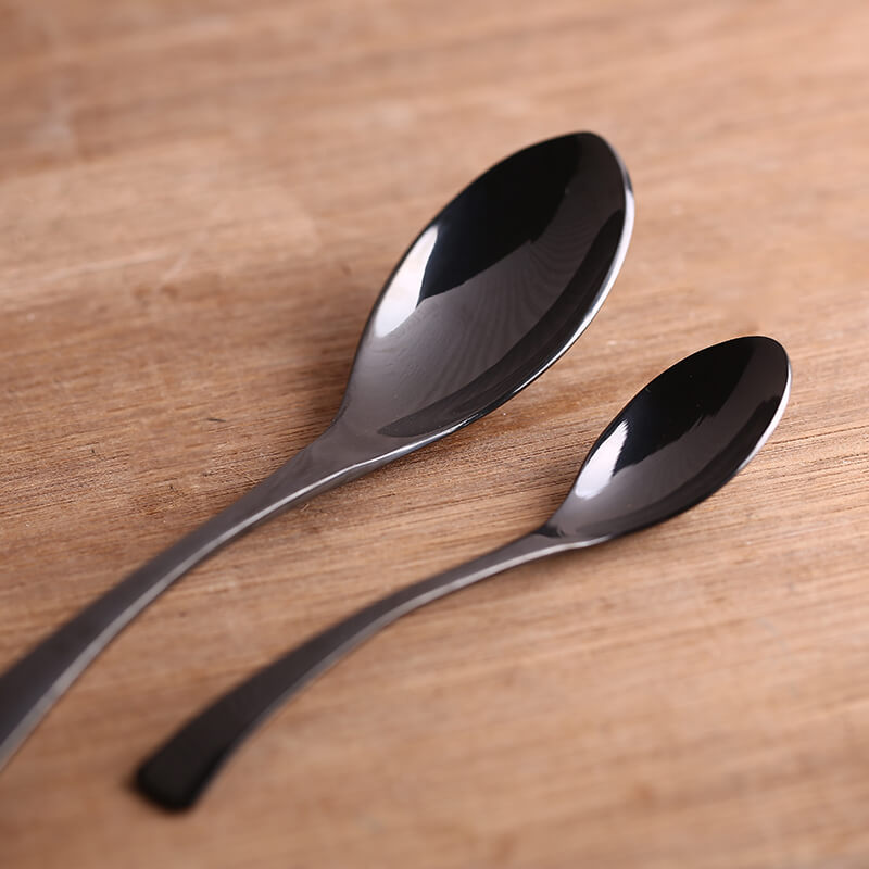 Vaisselle set de couverts noirs 4 pièces effet miroir en acier inoxydable – Image 2
