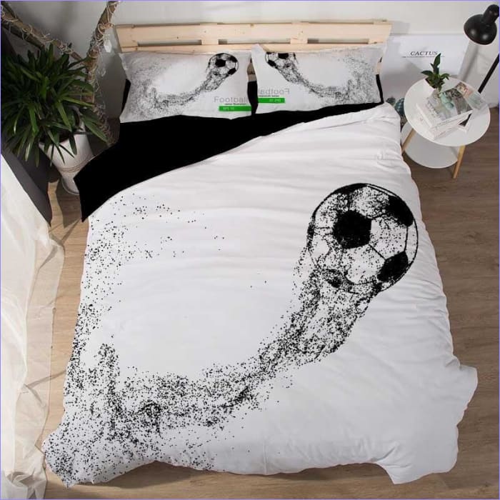 Housse de Couette Ballon Foot - Noir et Blanc -