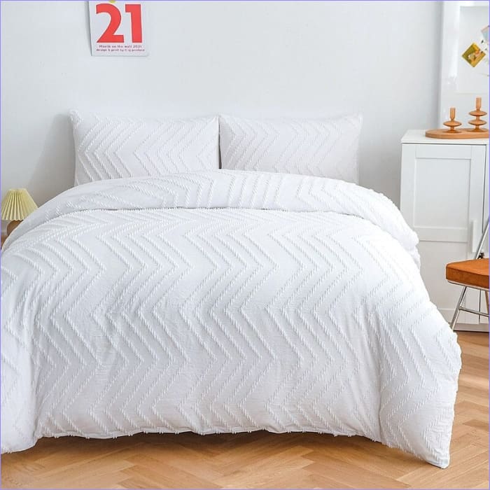 Housse de Couette Blanche à motif - couettedouillette