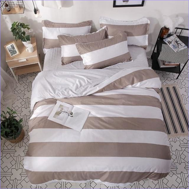 Housse de Couette Blanche et Beige - couettedouillette