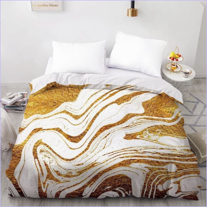 Housse de Couette Blanche et dorée - couettedouillette