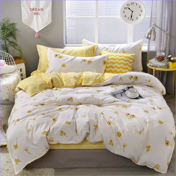 Housse de Couette Blanche et Jaune - couettedouillette