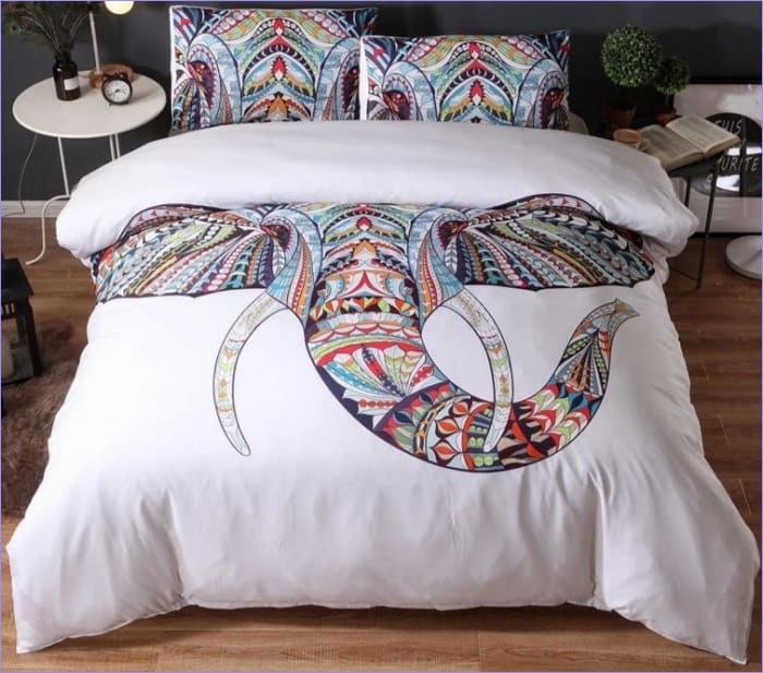 Housse de couette motif éléphant bohème indien