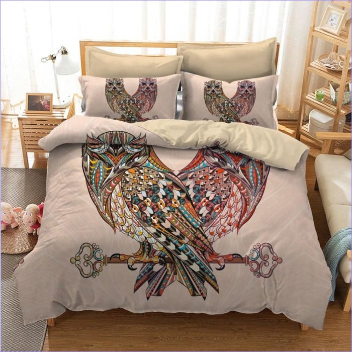 Housse de couette style bohémien avec motifs hiboux – Image 3