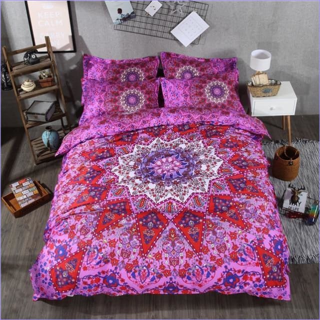 Housse de Couette Bohème Mandala Indien rose -