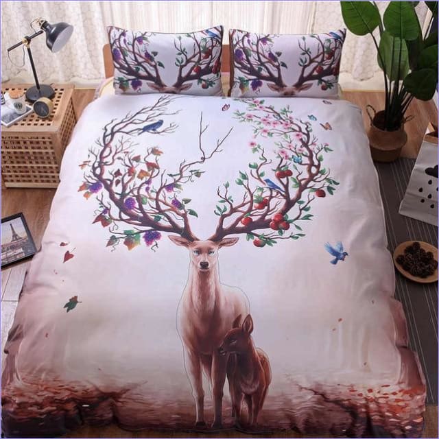 Housse de Couette Cerf Fleuri - couettedouillette