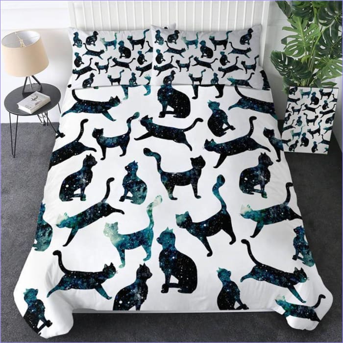 Housse de Couette Chat Noir Étoilé - couettedouillette