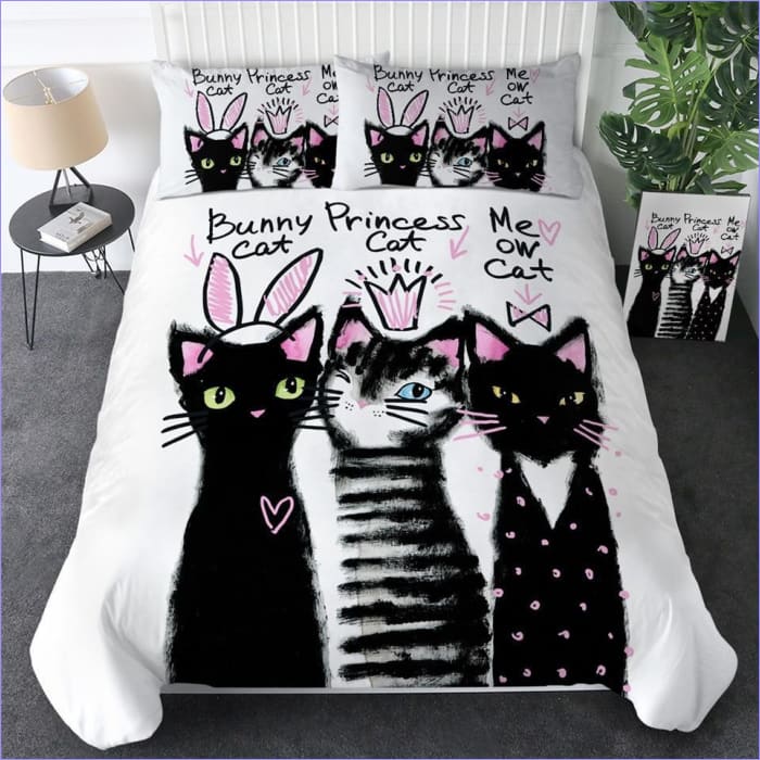 Housse de Couette Chatons Noirs Trio - couettedouillette