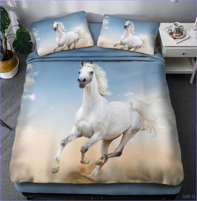 Housse de Couette Cheval Blanc au Galop - couettedouillette