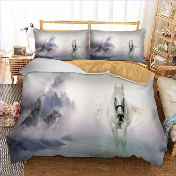 Housse de couette duo équin et canidé sauvage