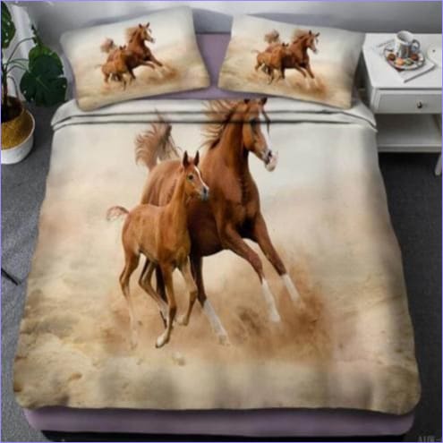 Housse de Couette Cheval Jument et son Poulain -