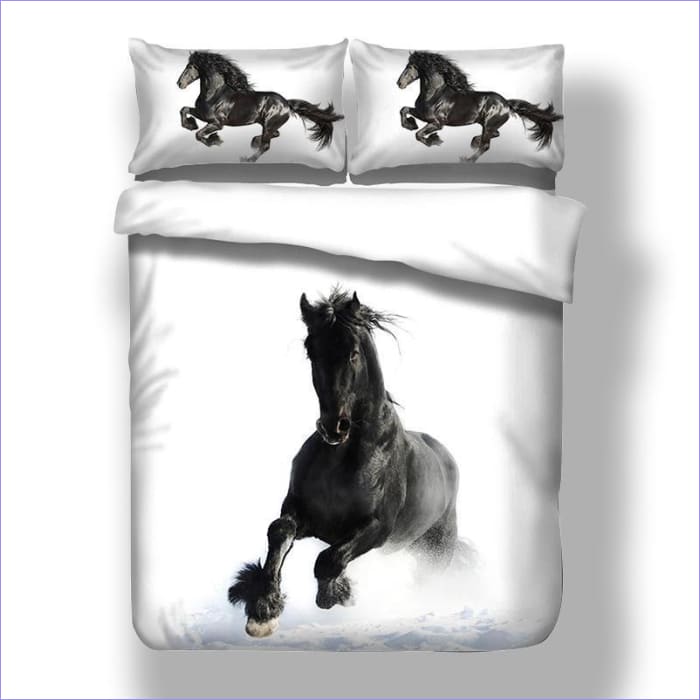Housse de Couette Cheval Noir au Galop - couettedouillette