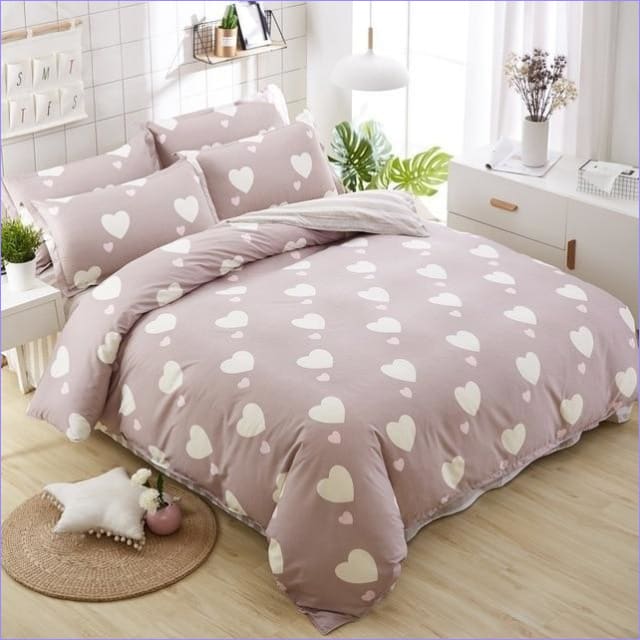 Housse de Couette Coeurs Beiges - couettedouillette