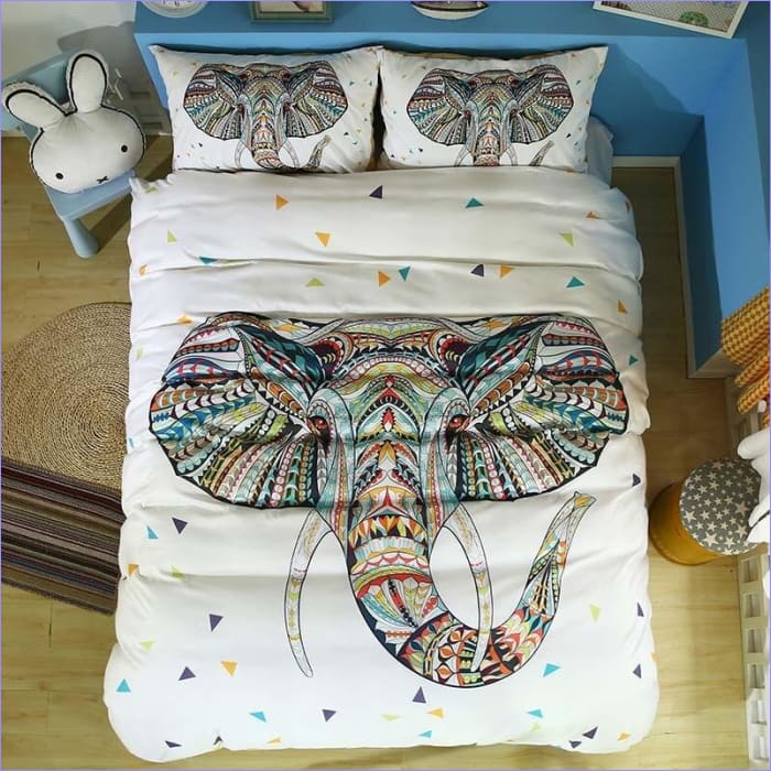 Housse de couette motif éléphant bohème