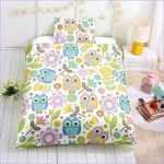 Housse de couette motifs hiboux et florals pour enfants