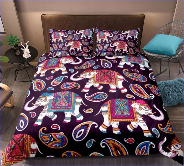 Housse de couette motif éléphant ethnique