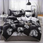 Housse de Couette Feuillage Noir et Blanc - 