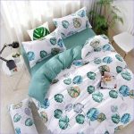 Housse de Couette Fleurie Feuilles succulente - 