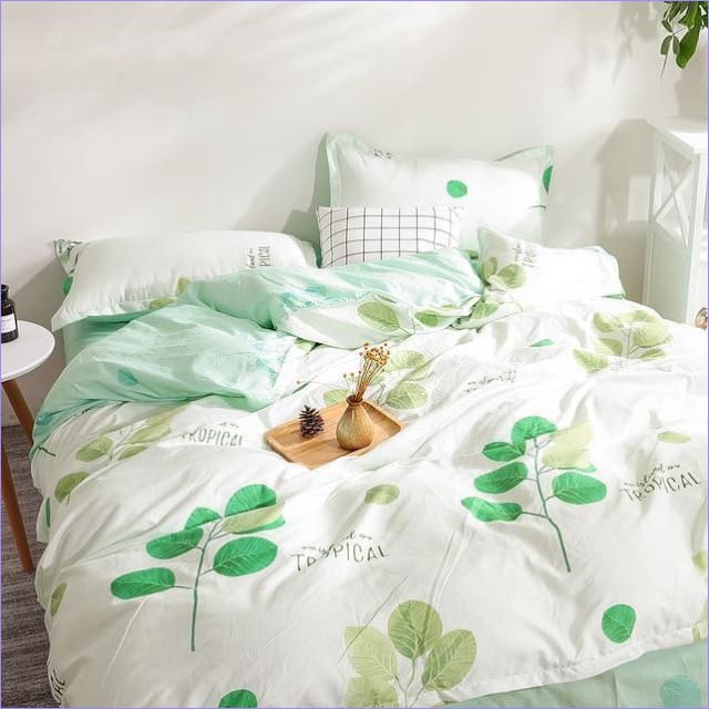 Housse de Couette Fleurie Tropicale Blanche -