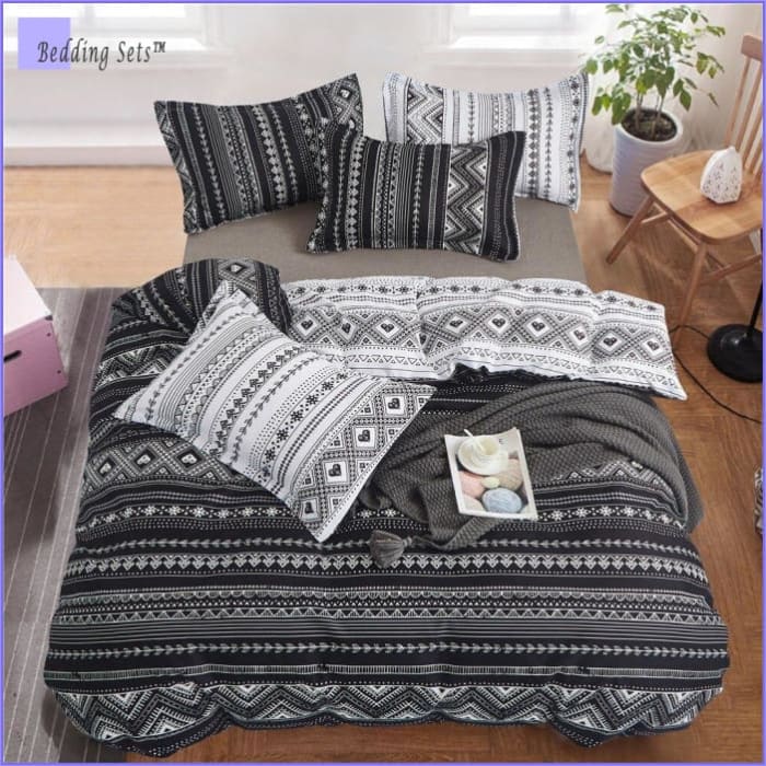 Housse de Couette Hippie - Noire et Blanche -