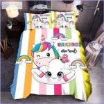 Housse de couette Licorne - Arc en ciel et nuage - couettedouillette