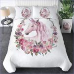 Housse de couette licorne et couronne florale