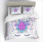Housse de Couette Licorne Fille corne fleurie - 