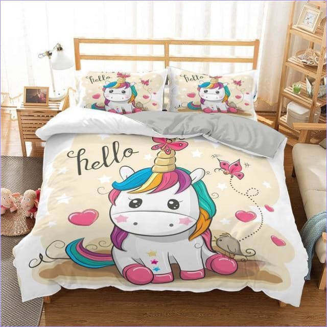 Housse de Couette Licorne Manga Hello - couettedouillette