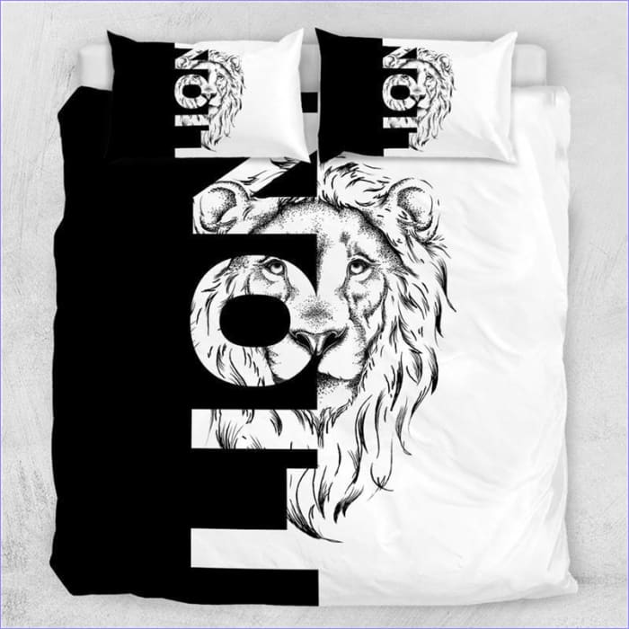 Housse de Couette Lion Noir et Blanc | Couettedouillette