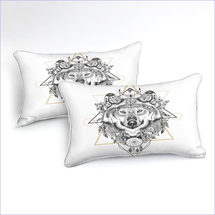 Housse de couette loup avec capteur de rêves blanc – Image 2