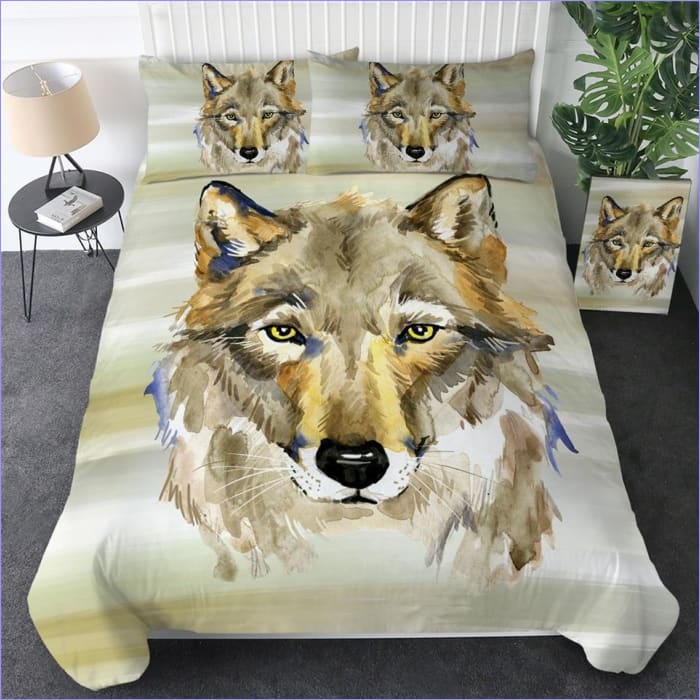 Housse de Couette Loup Beige - couettedouillette
