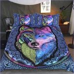 Housse de couette double face esprit loup bohème