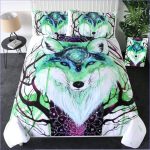 Housse de couette esprit vert loup