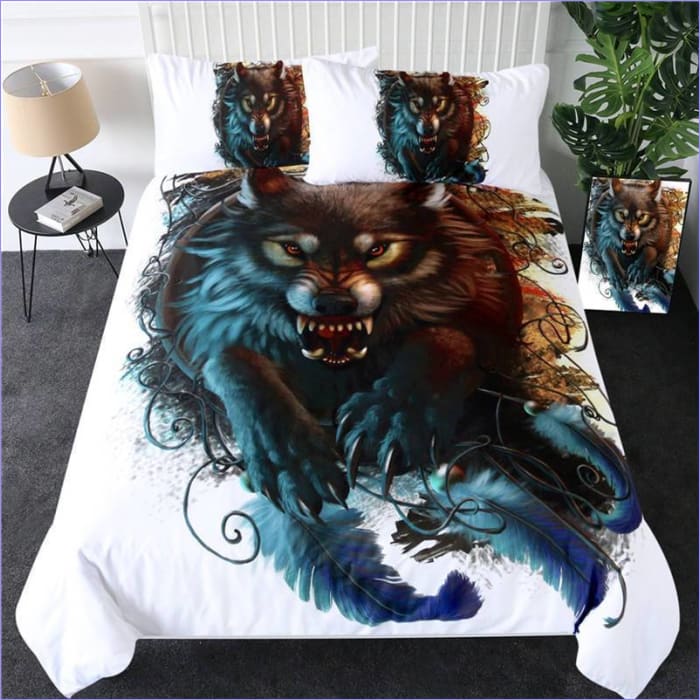Housse de Couette Loup Menaçant - couettedouillette