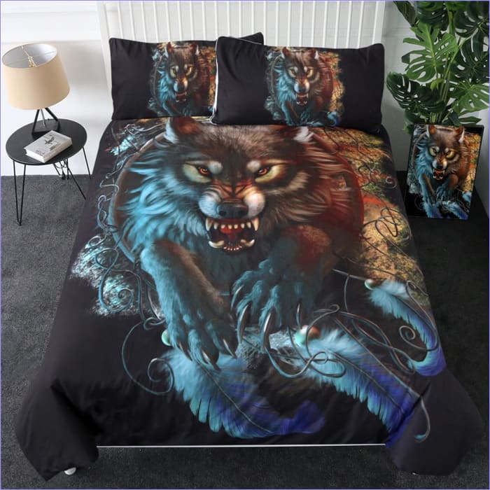 Housse de Couette Loup Menaçant - couettedouillette